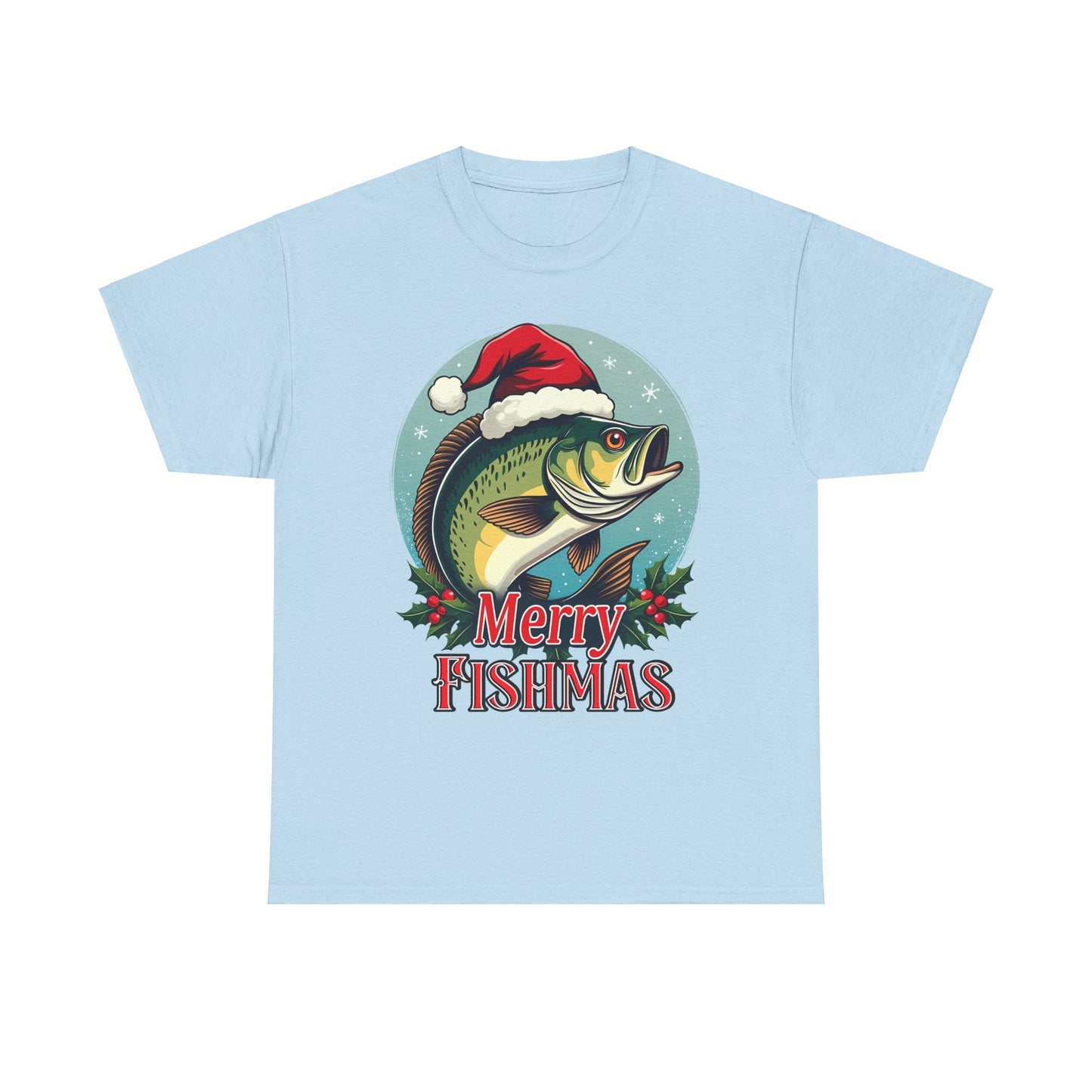 Merry Fishmas Unisex Heavy Cotton Tee - Fun Holiday Fishing Shirt