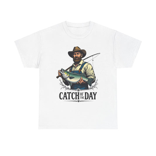 Catch of the Day Fishing Tee - Unisex Heavy Cotton Graphic T-Shirt