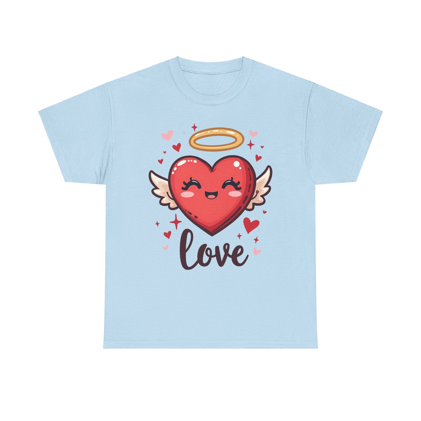 Heart with Angel Wings and Halo Unisex Heavy Cotton Tee - Cute Heart Design