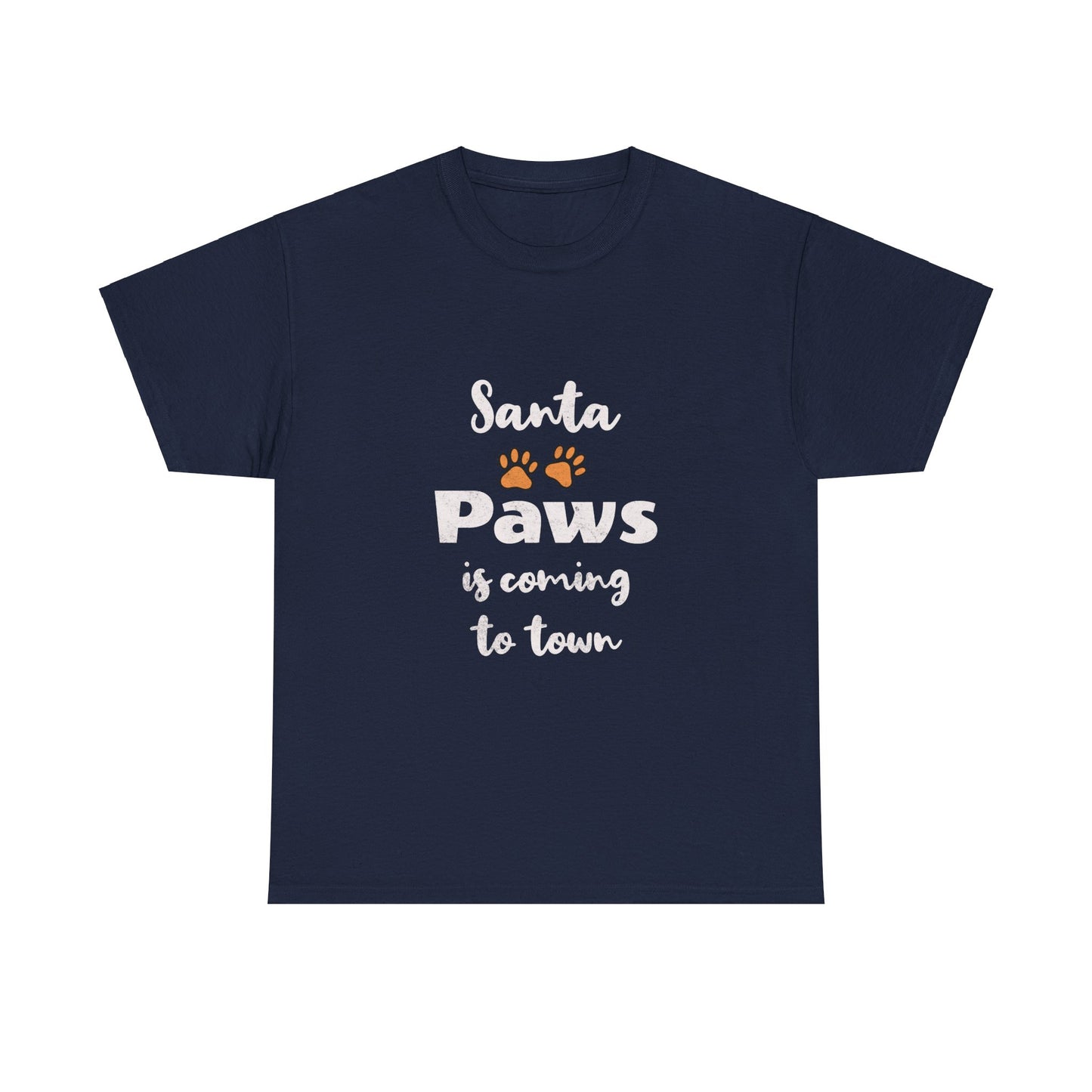 Santa Paws Heavy Cotton Tee - Unisex Holiday Dog Lover Shirt