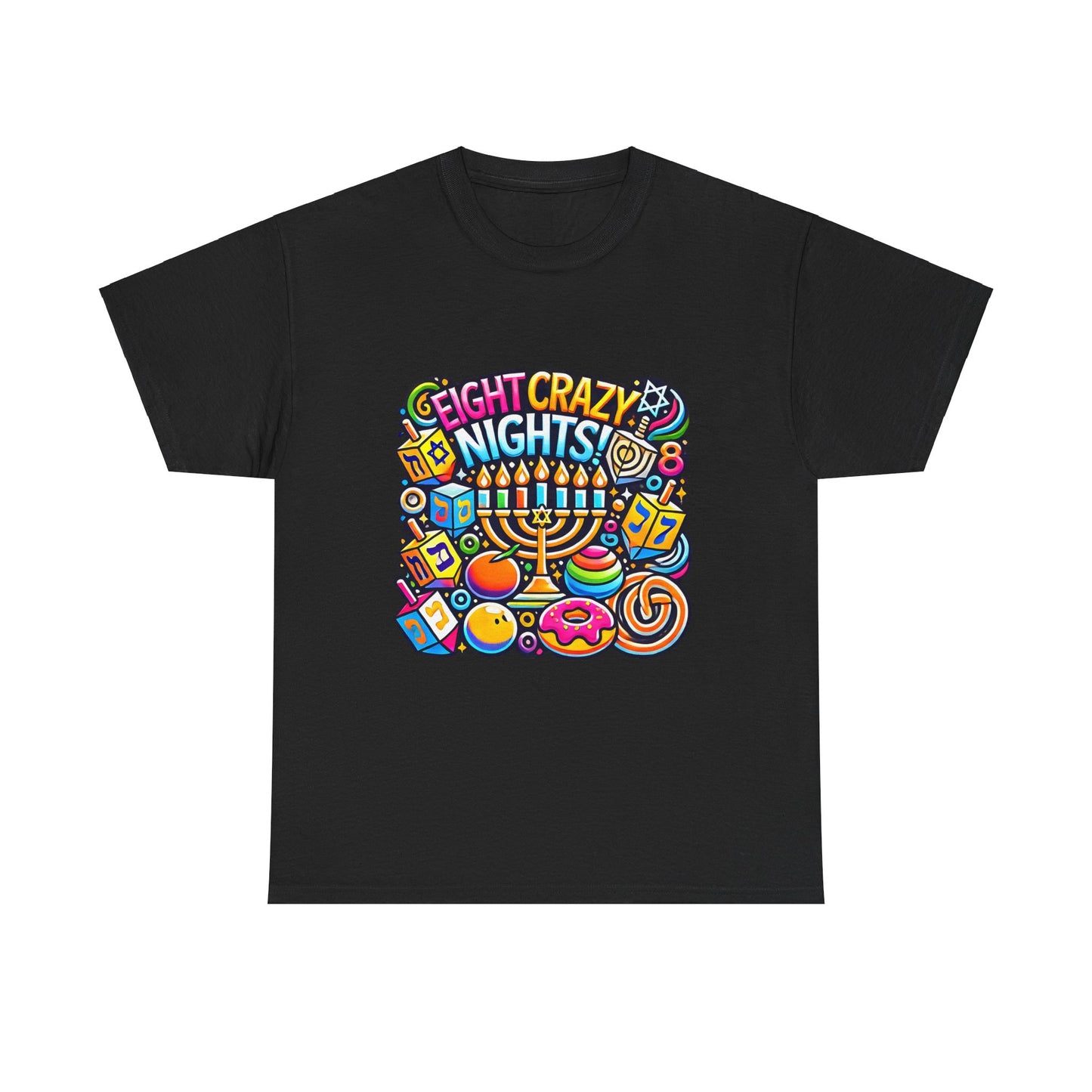 Hanukkah Fun Unisex Heavy Cotton Tee - "Eight Crazy Nights!"