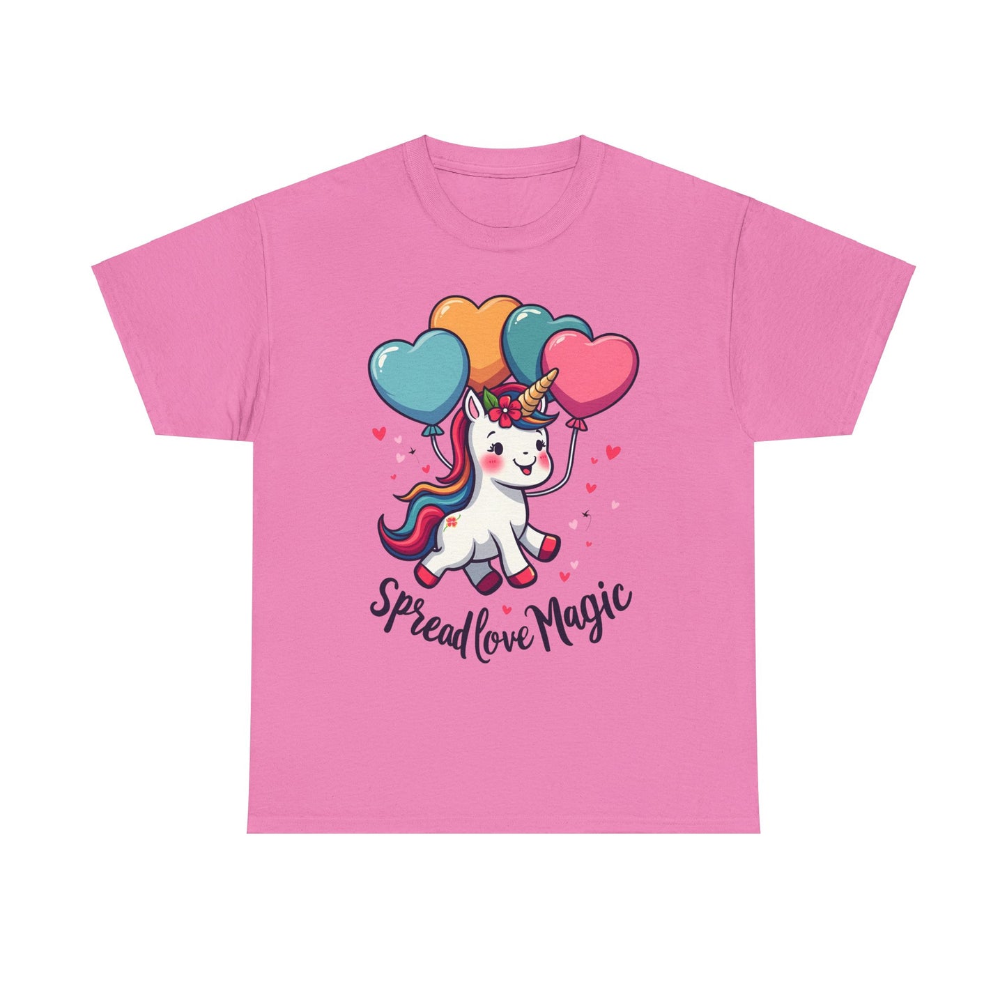 Unisex Heavy Cotton Tee - "Spread Love Magic" Unicorn Graphic Shirt