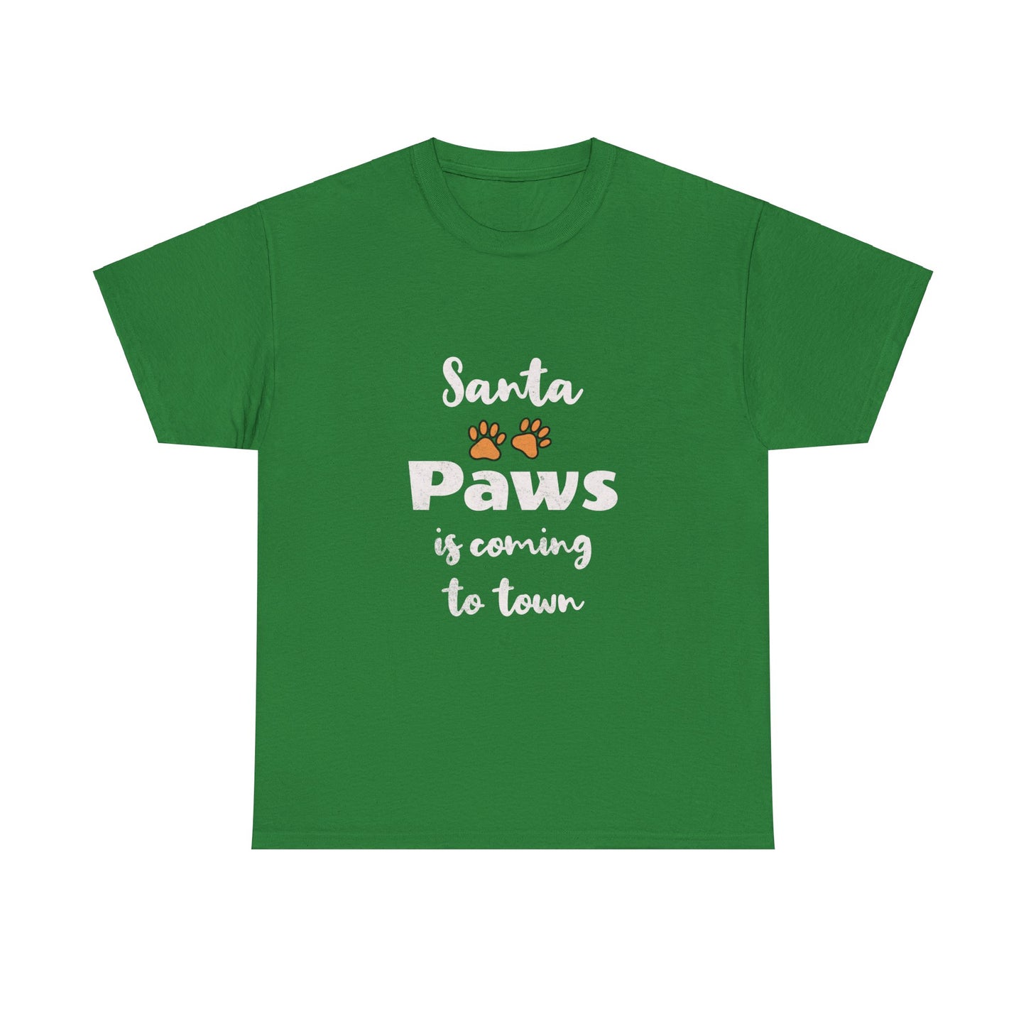 Santa Paws Heavy Cotton Tee - Unisex Holiday Dog Lover Shirt