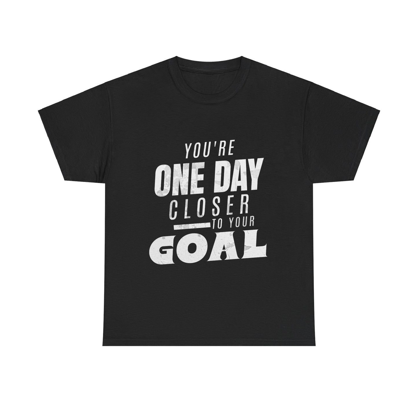 Inspirational Unisex Heavy Cotton Tee - "You're One Day Closer to Your Goal"