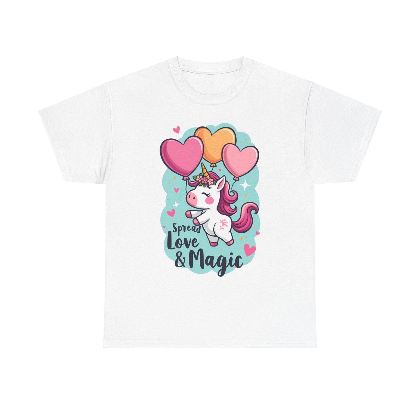 Unisex Heavy Cotton Tee - Spread Love & Magic Unicorn T-Shirt