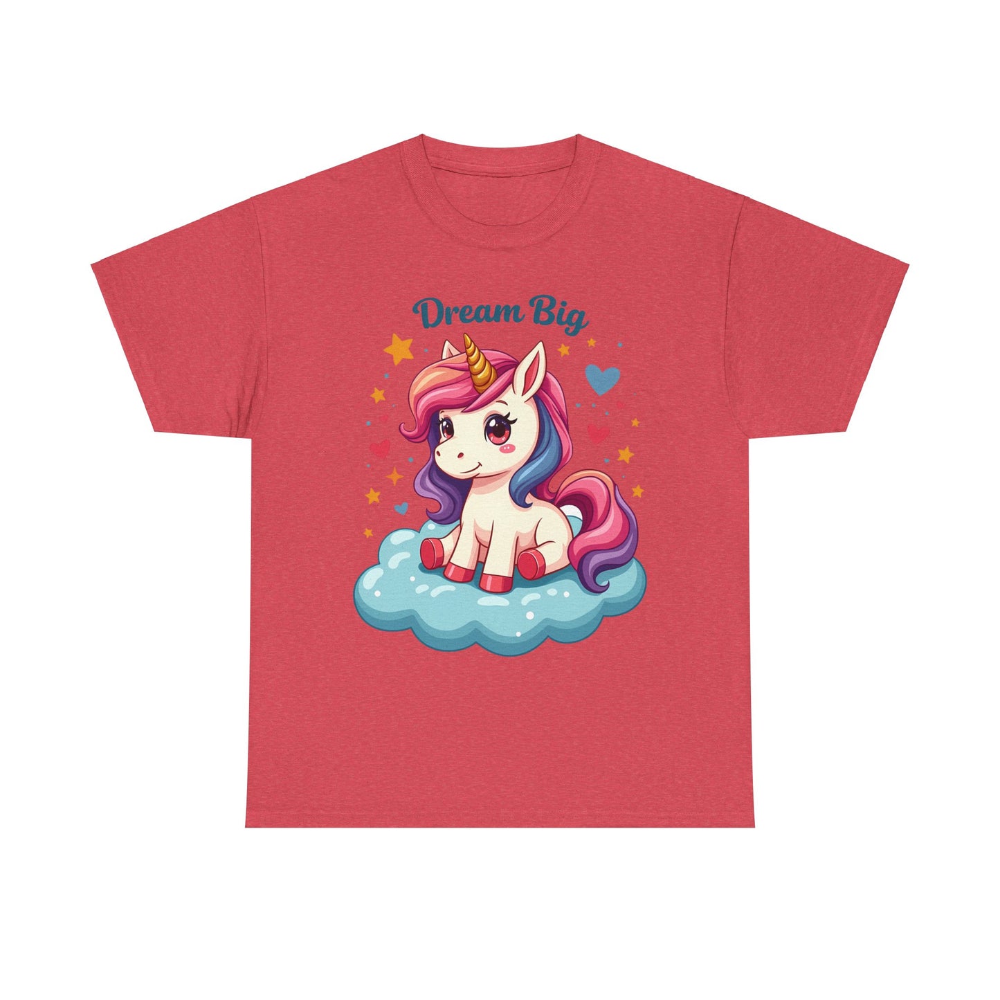 Dream Big Unicorn Unisex Heavy Cotton Tee - Cute & Comfy T-Shirt for Kids and Teens