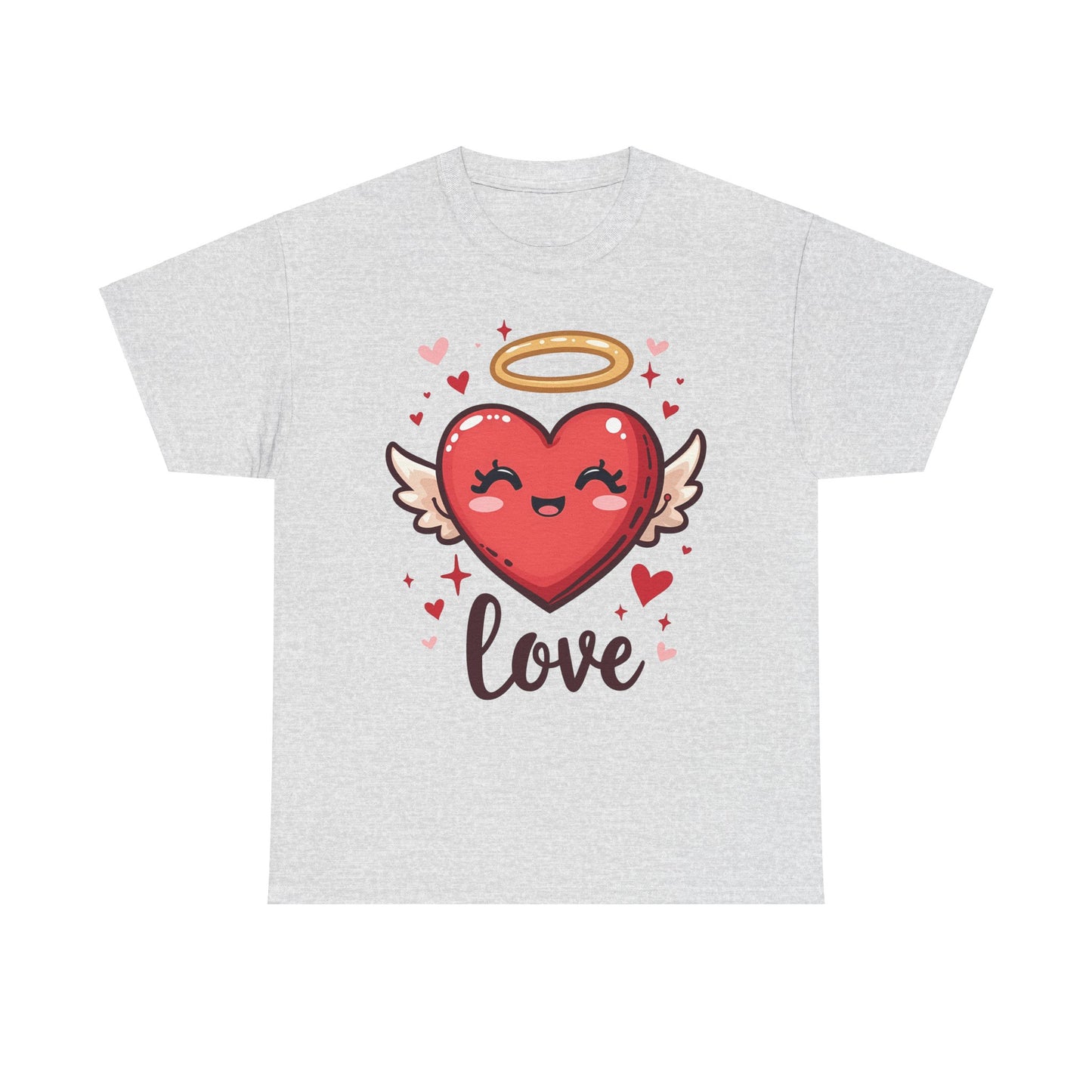 Heart with Angel Wings and Halo Unisex Heavy Cotton Tee - Cute Heart Design