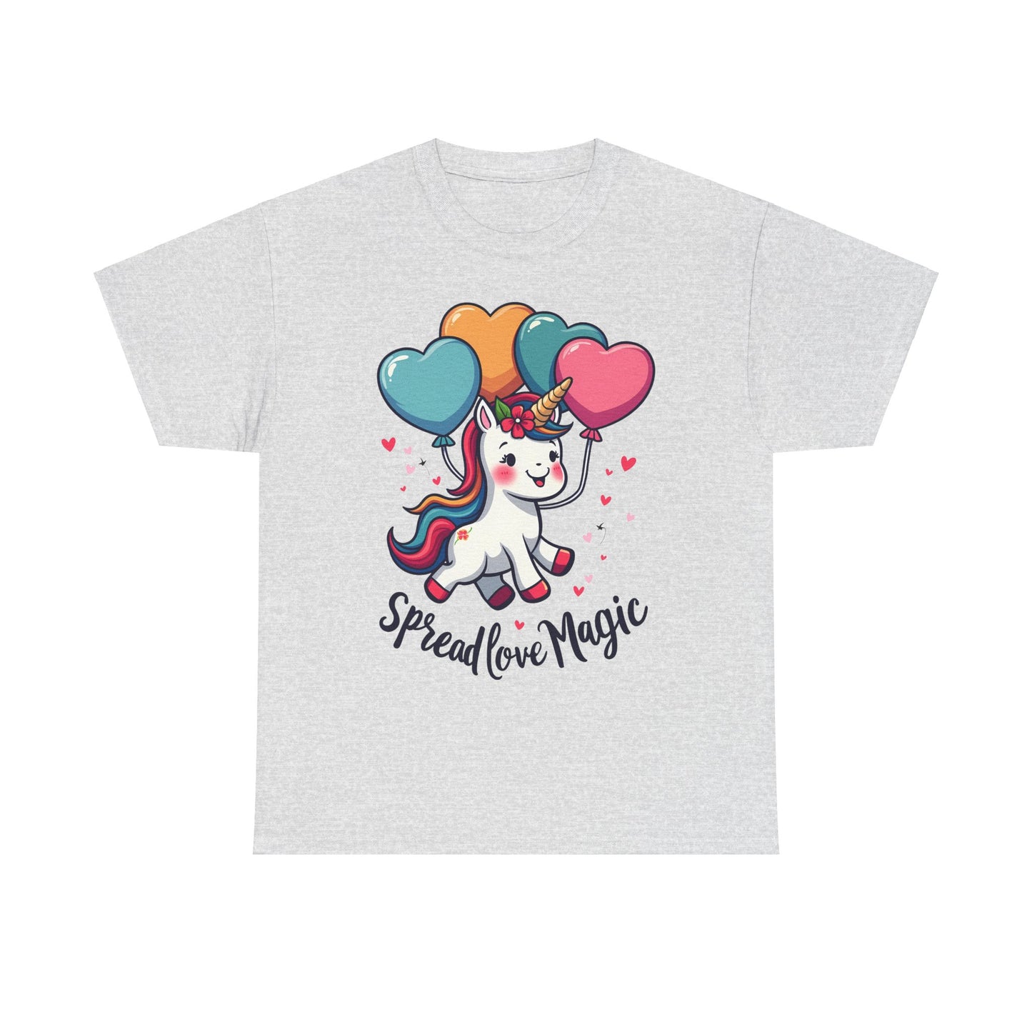 Unisex Heavy Cotton Tee - "Spread Love Magic" Unicorn Graphic Shirt