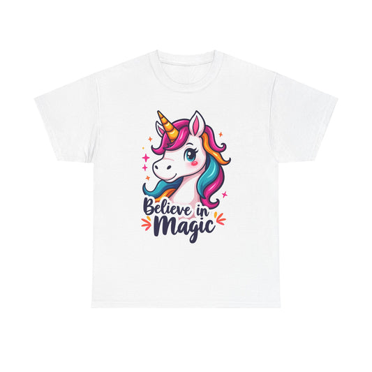 Believe in Magic Unicorn Tee - Unisex Heavy Cotton T-Shirt