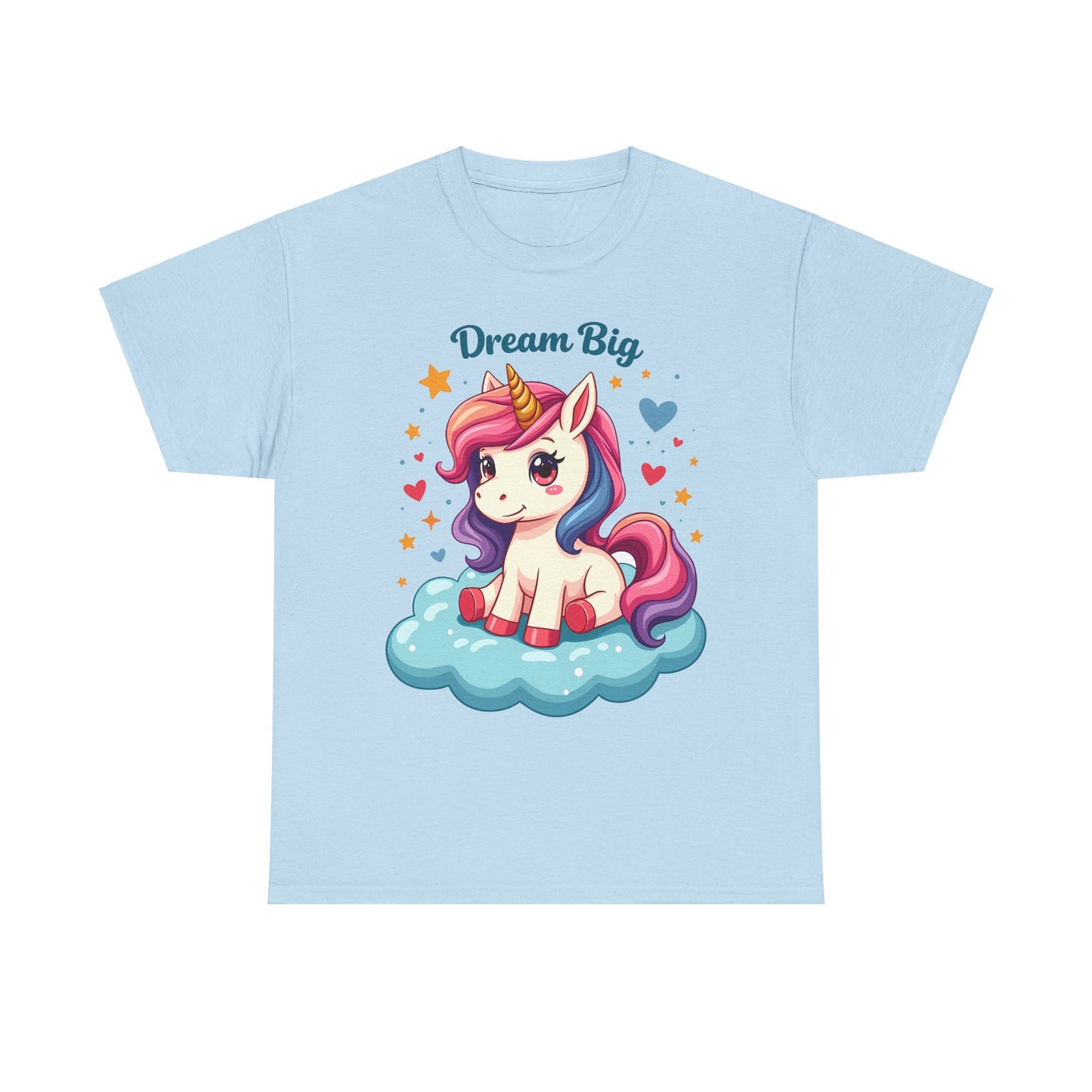 Dream Big Unicorn Unisex Heavy Cotton Tee - Cute & Comfy T-Shirt for Kids and Teens