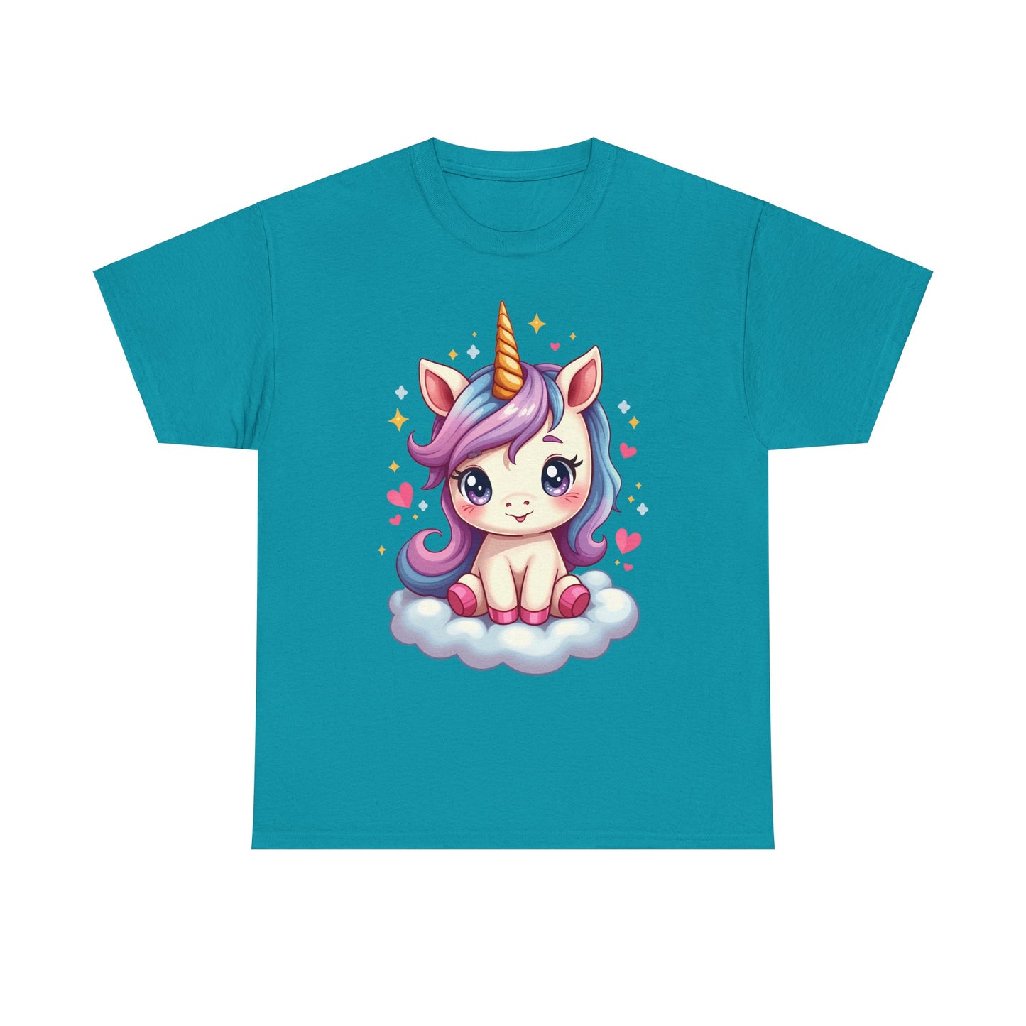 Cute Unicorn Heavy Cotton Tee for Kids & Teens - Perfect Gift for Birthdays and Celebrations