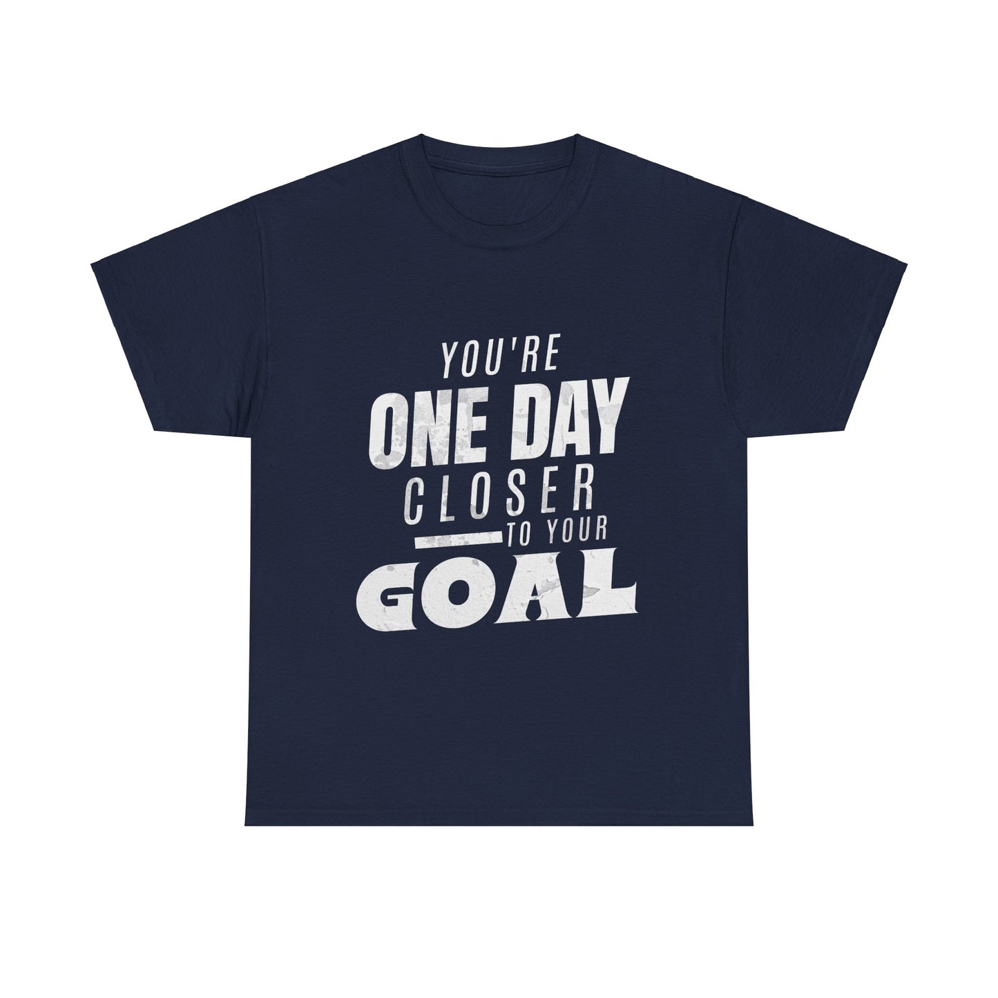 Inspirational Unisex Heavy Cotton Tee - "You're One Day Closer to Your Goal"