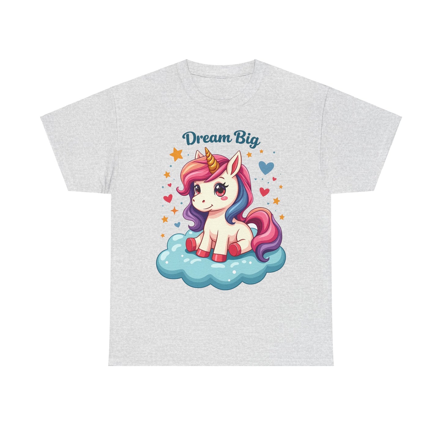 Dream Big Unicorn Unisex Heavy Cotton Tee - Cute & Comfy T-Shirt for Kids and Teens