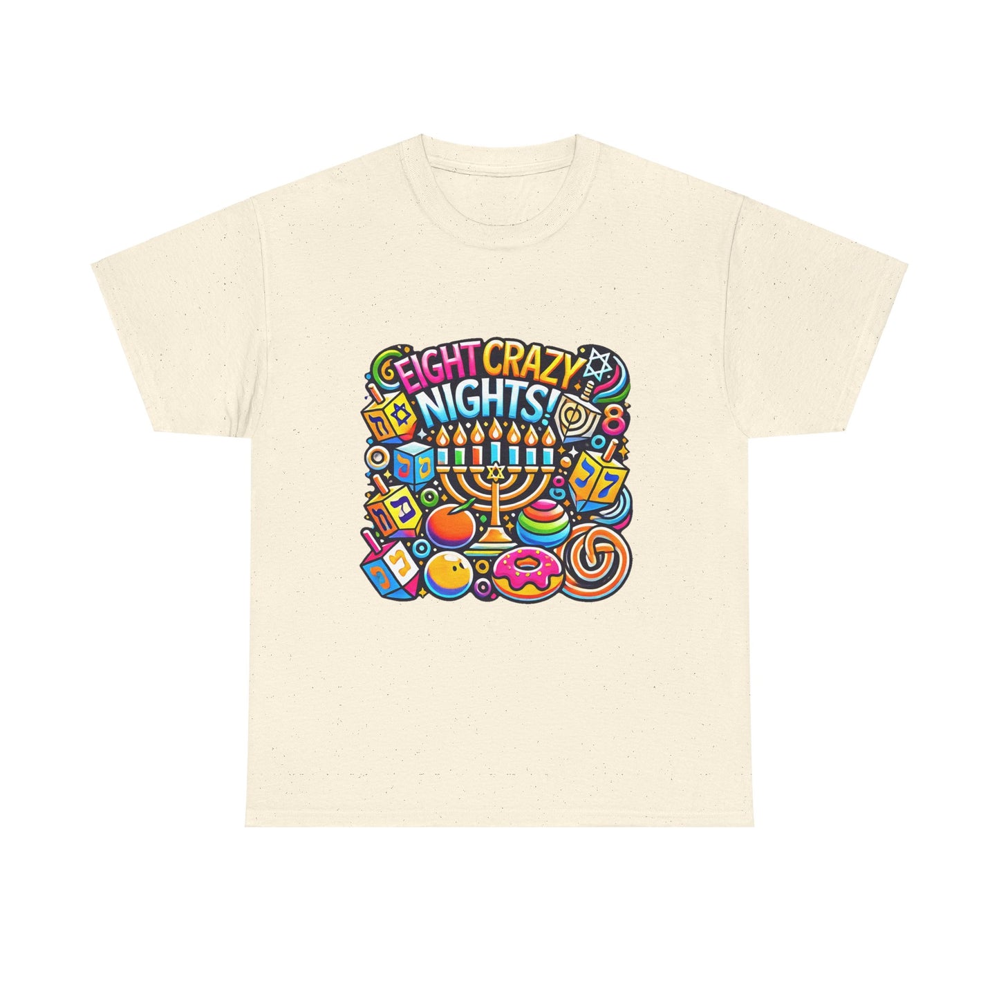 Hanukkah Fun Unisex Heavy Cotton Tee - "Eight Crazy Nights!"