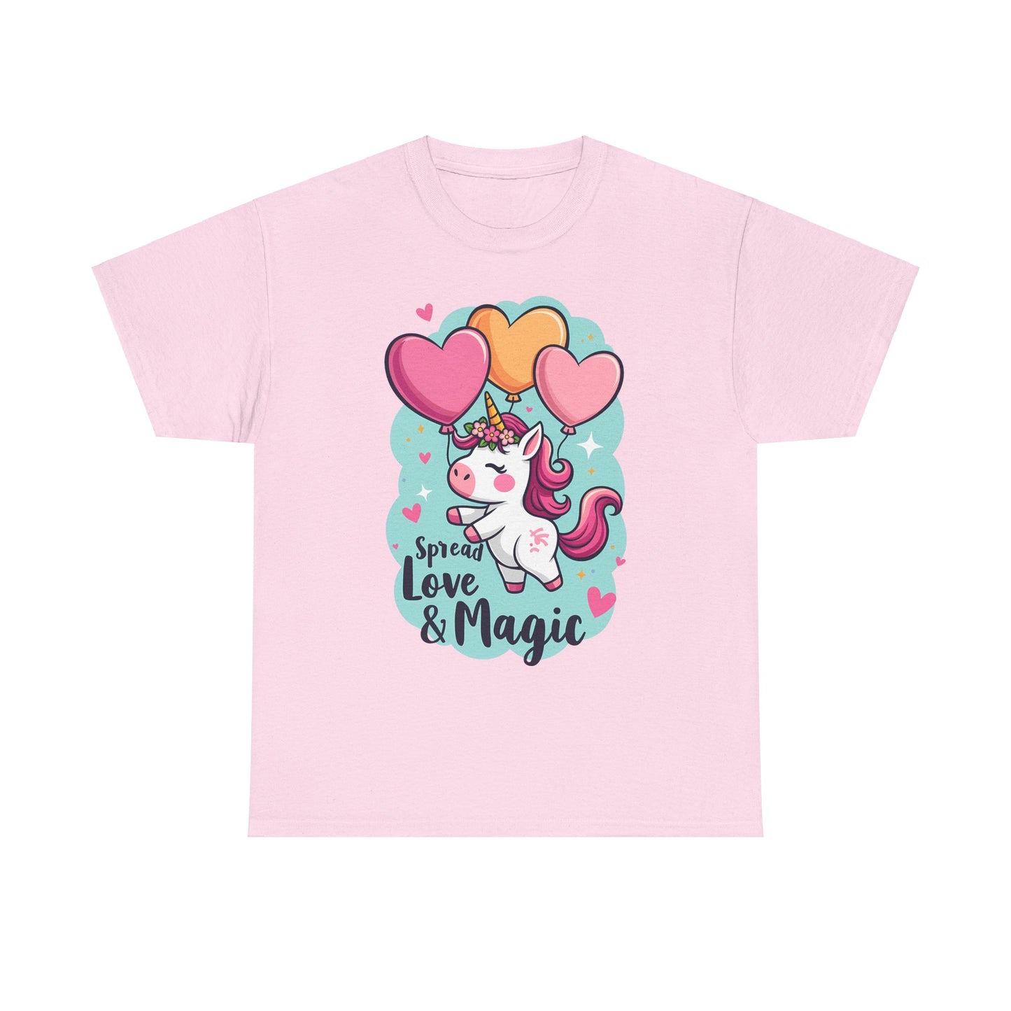 Unisex Heavy Cotton Tee - Spread Love & Magic Unicorn T-Shirt