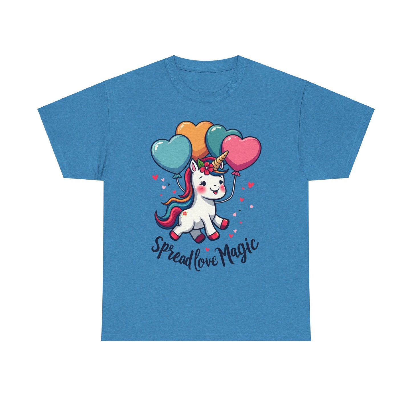 Unisex Heavy Cotton Tee - "Spread Love Magic" Unicorn Graphic Shirt