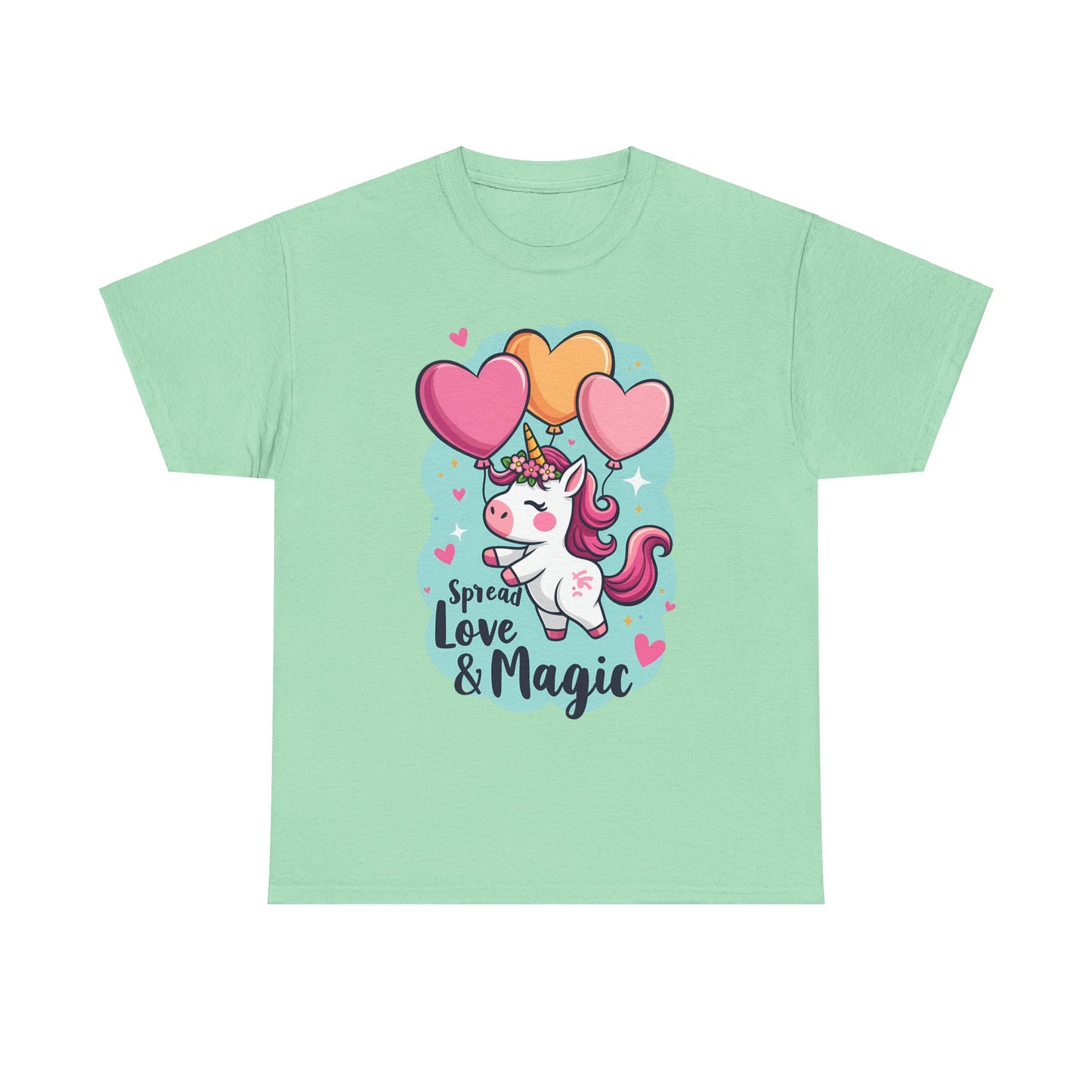 Unisex Heavy Cotton Tee - Spread Love & Magic Unicorn T-Shirt