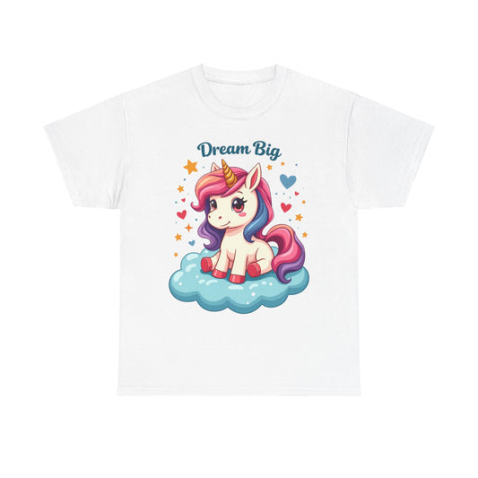 Dream Big Unicorn Unisex Heavy Cotton Tee - Cute & Comfy T-Shirt for Kids and Teens