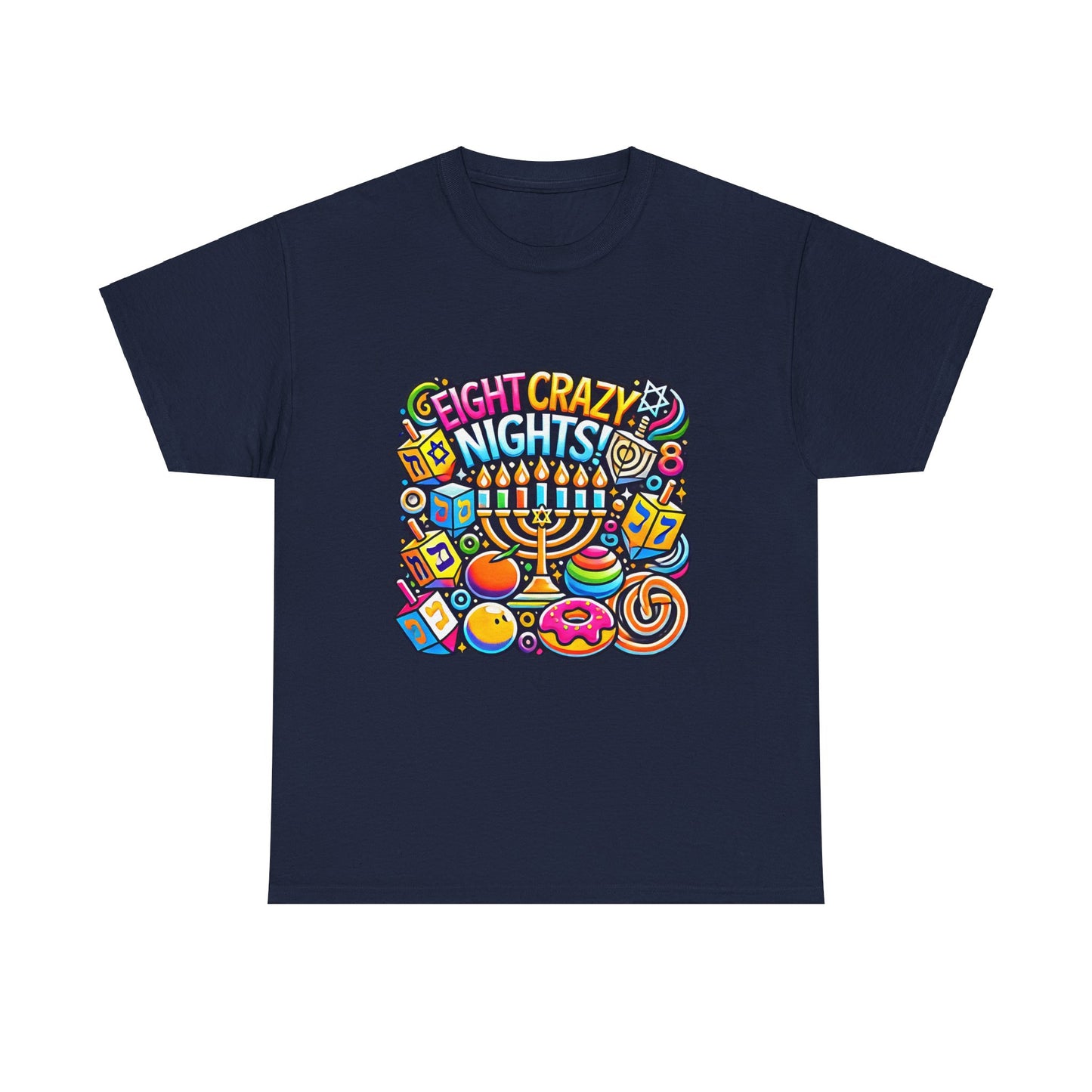 Hanukkah Fun Unisex Heavy Cotton Tee - "Eight Crazy Nights!"