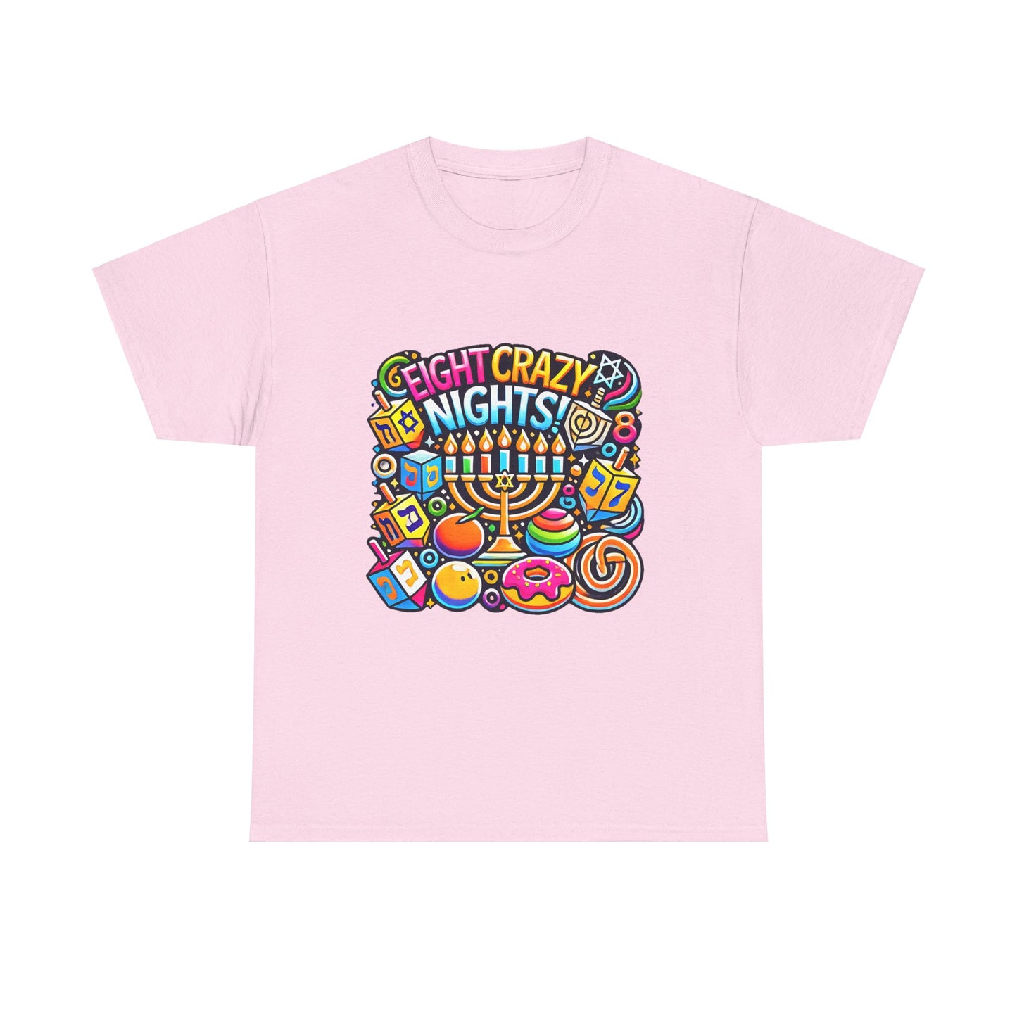 Hanukkah Fun Unisex Heavy Cotton Tee - "Eight Crazy Nights!"