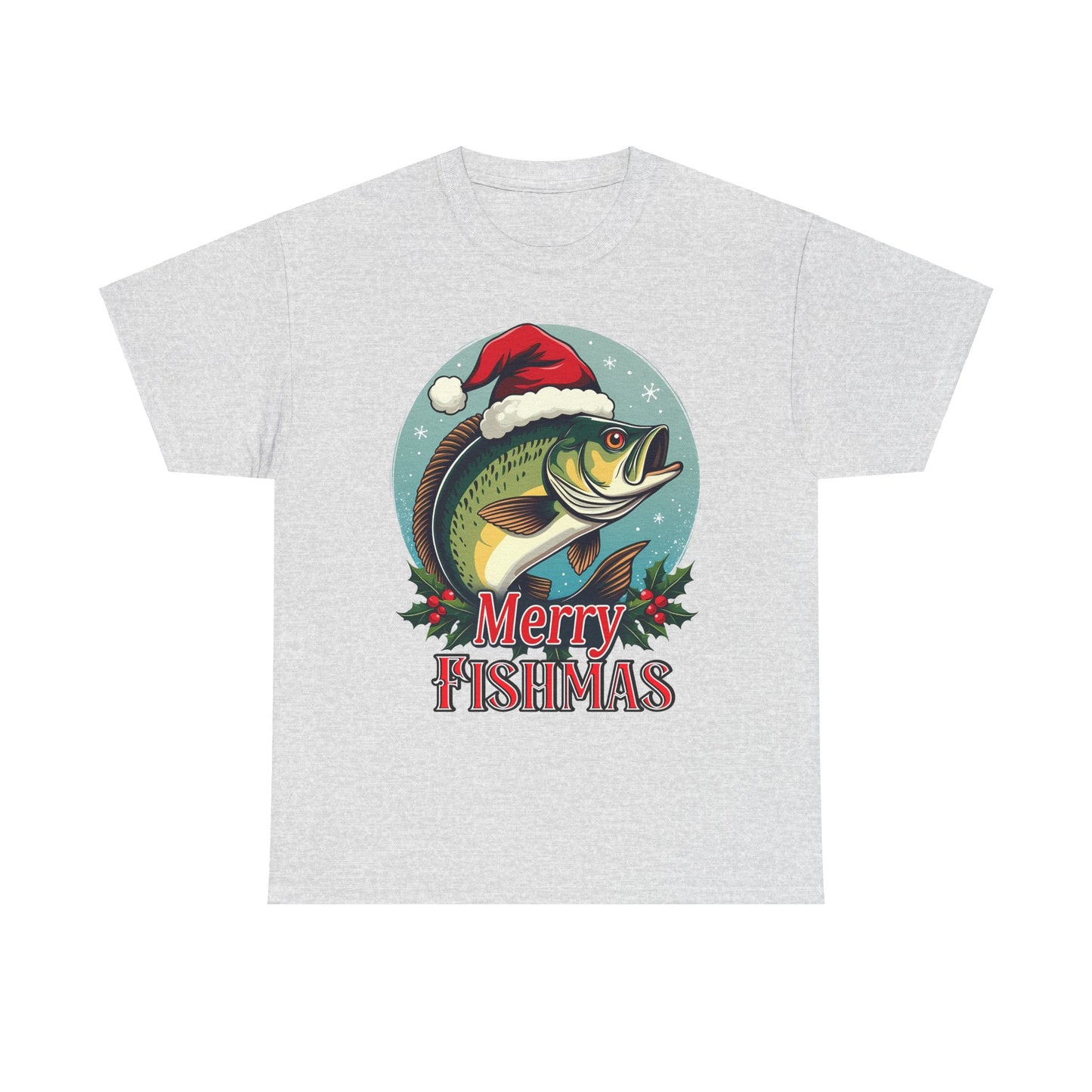 Merry Fishmas Unisex Heavy Cotton Tee - Fun Holiday Fishing Shirt