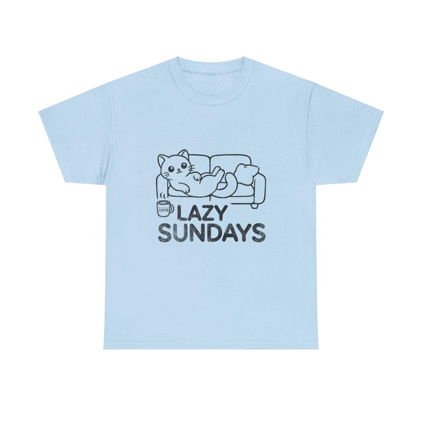 Lazy Sundays Cat Tee - Unisex Heavy Cotton T-Shirt for Relaxed Comfort