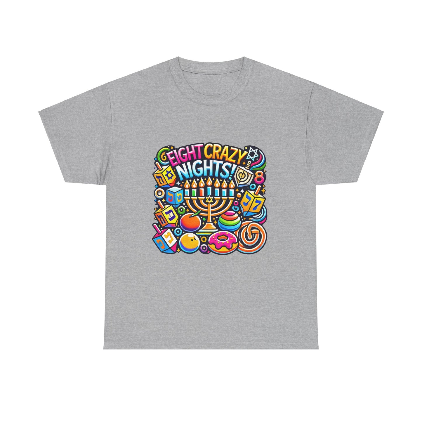 Hanukkah Fun Unisex Heavy Cotton Tee - "Eight Crazy Nights!"