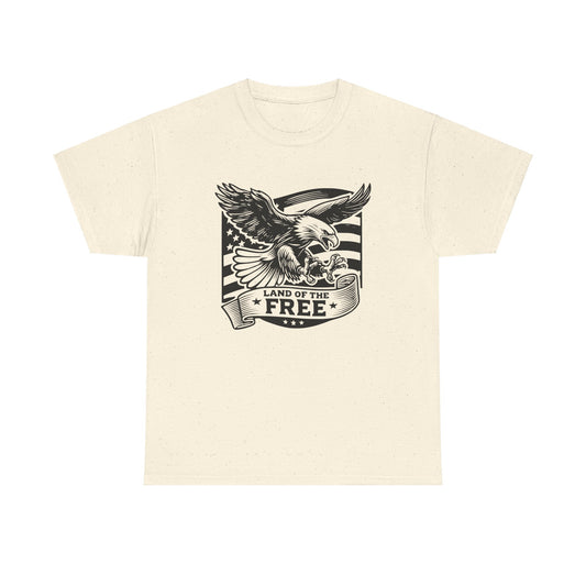 Patriotic Eagle Unisex Heavy Cotton Tee - 'Land of the Free' Graphic Shirt