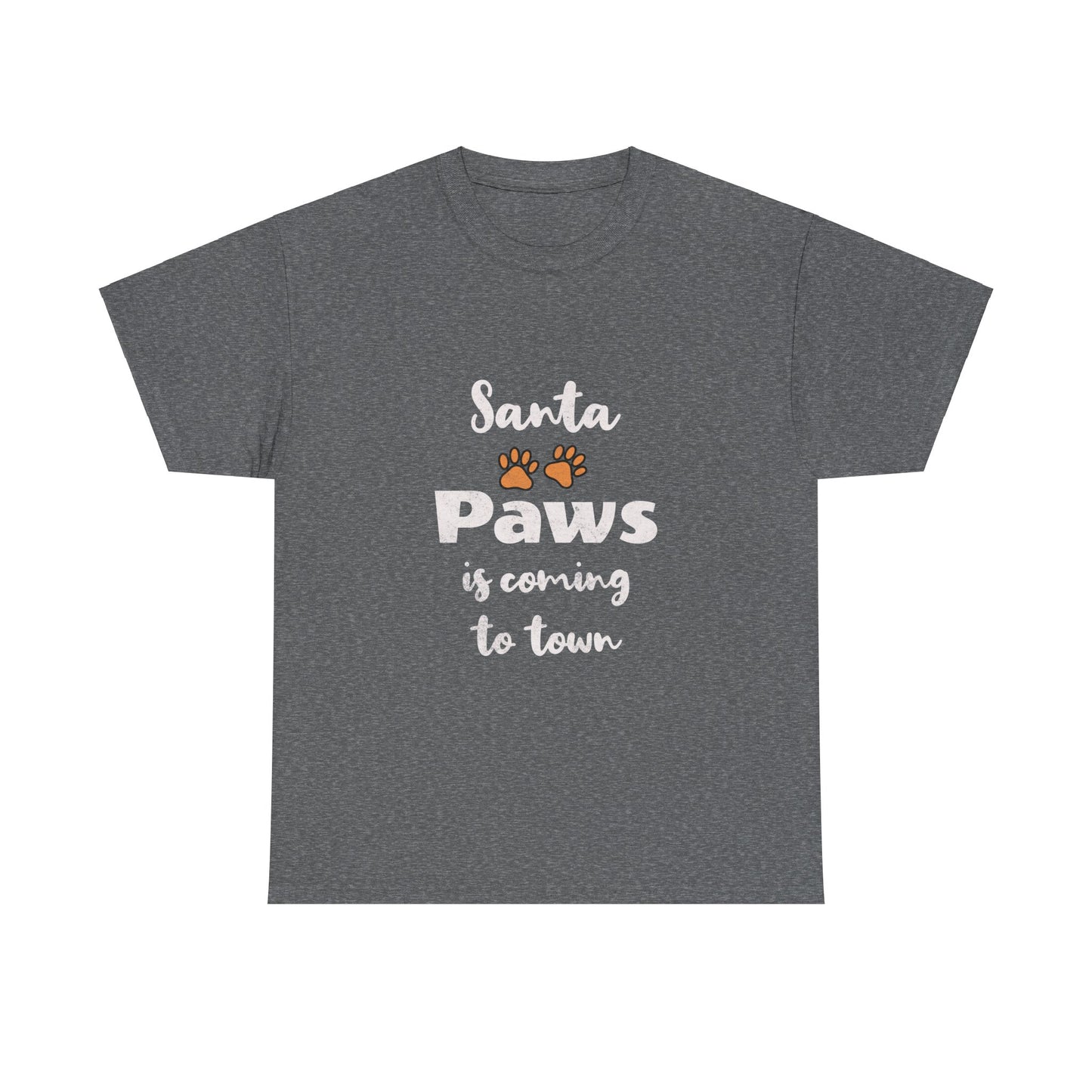 Santa Paws Heavy Cotton Tee - Unisex Holiday Dog Lover Shirt