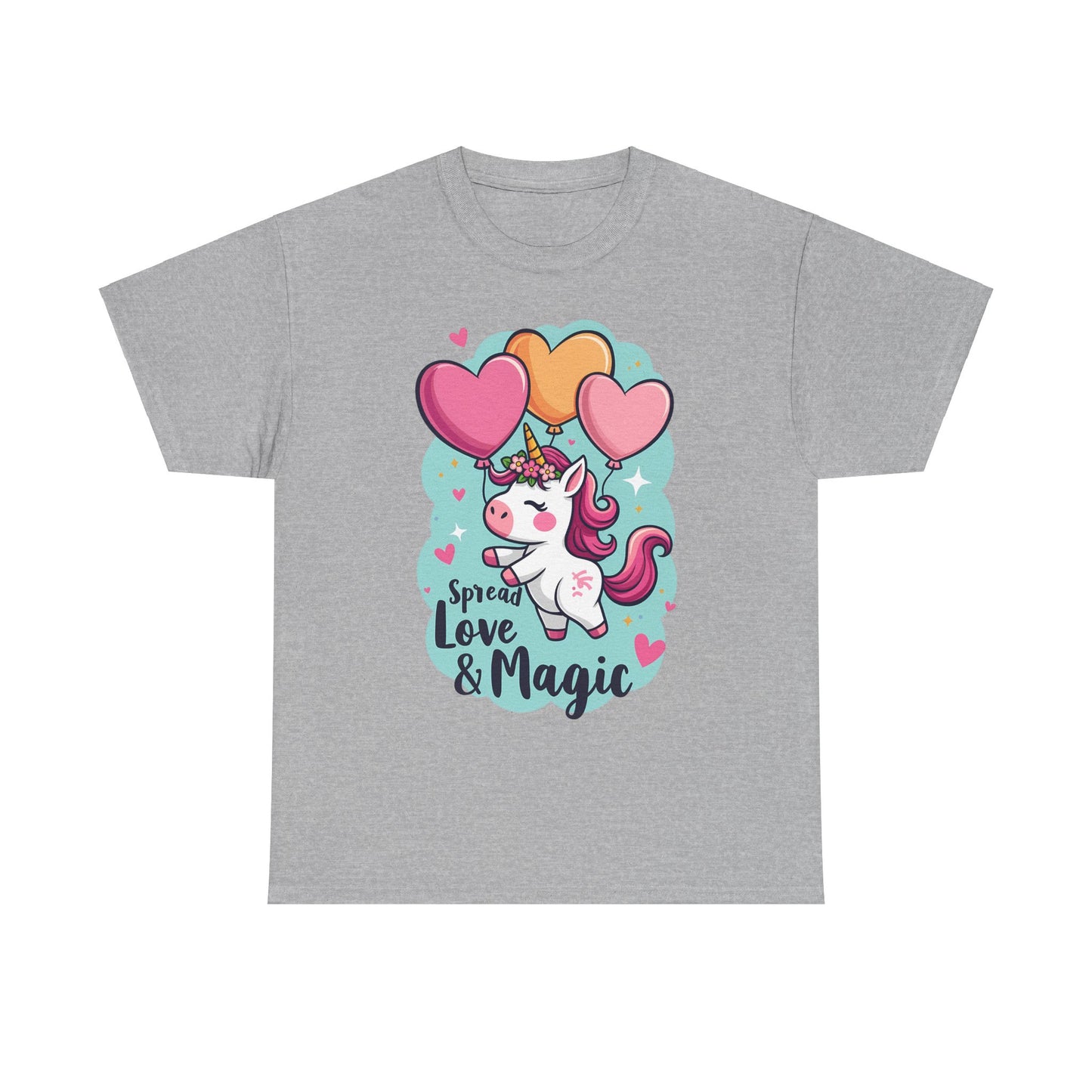 Unisex Heavy Cotton Tee - Spread Love & Magic Unicorn T-Shirt