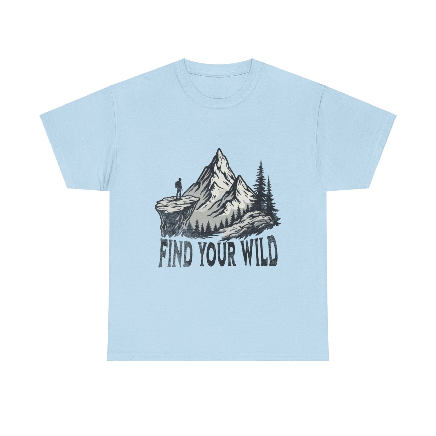 Find Your Wild Unisex Heavy Cotton Tee - Adventure Mountain Graphic Shirt