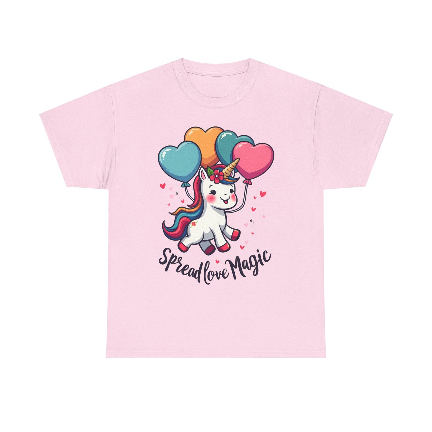 Unisex Heavy Cotton Tee - "Spread Love Magic" Unicorn Graphic Shirt