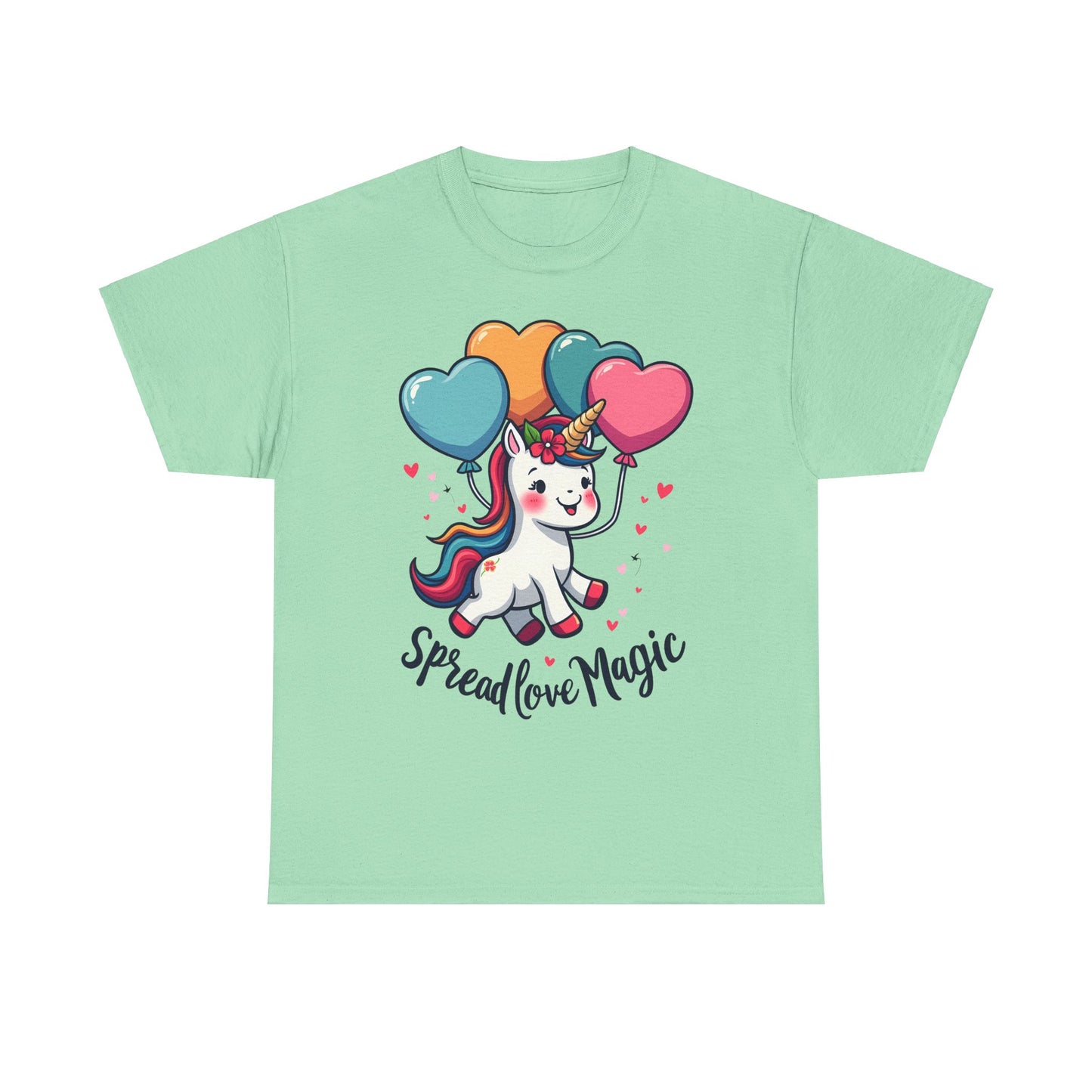 Unisex Heavy Cotton Tee - "Spread Love Magic" Unicorn Graphic Shirt