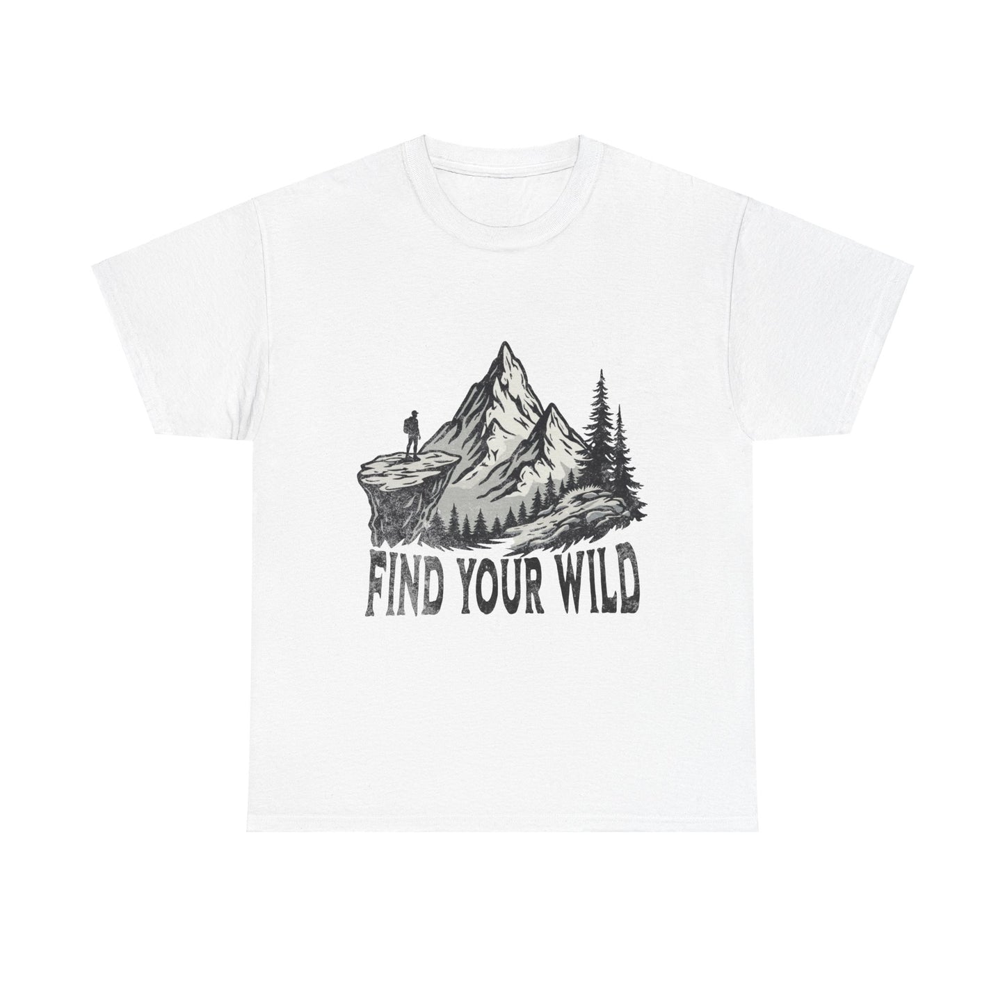 Find Your Wild Unisex Heavy Cotton Tee - Adventure Mountain Graphic Shirt