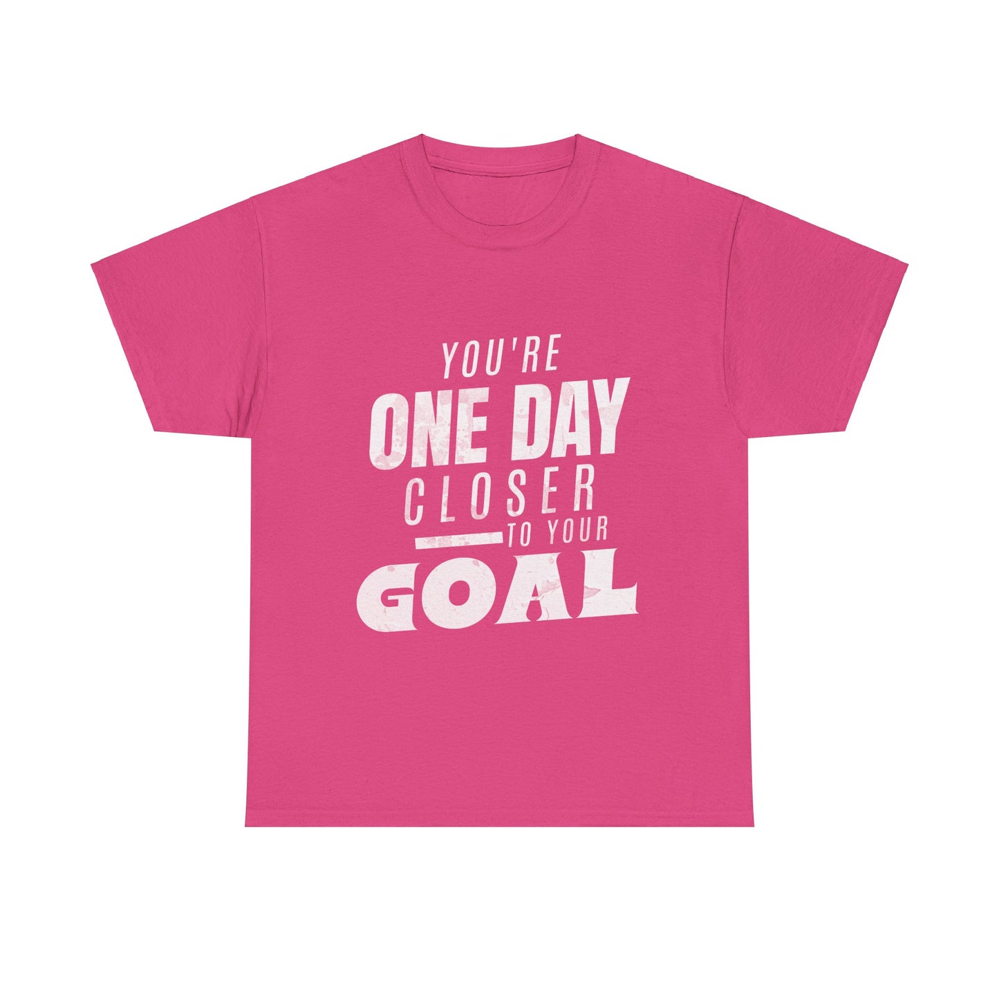 Inspirational Unisex Heavy Cotton Tee - "You're One Day Closer to Your Goal"