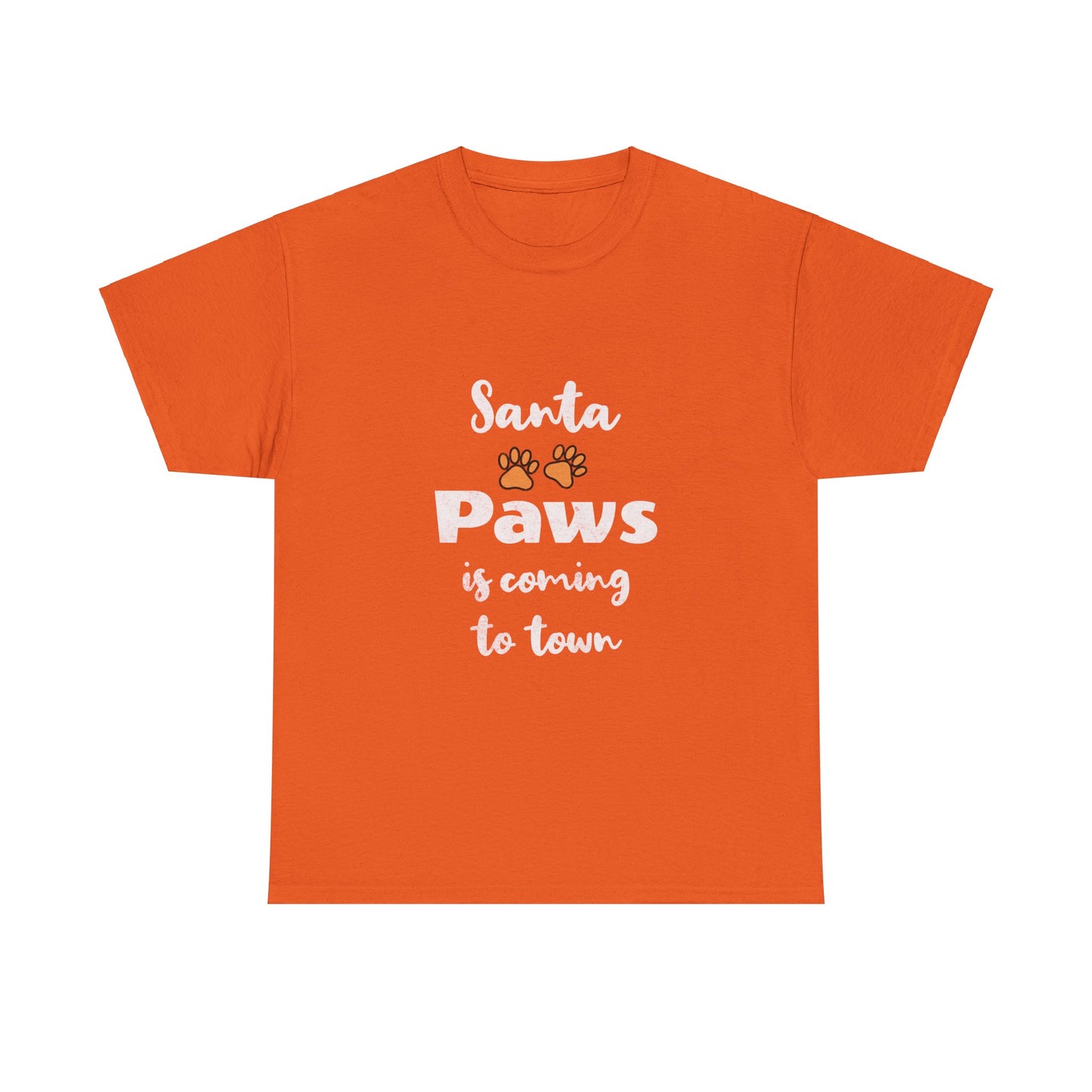 Santa Paws Heavy Cotton Tee - Unisex Holiday Dog Lover Shirt