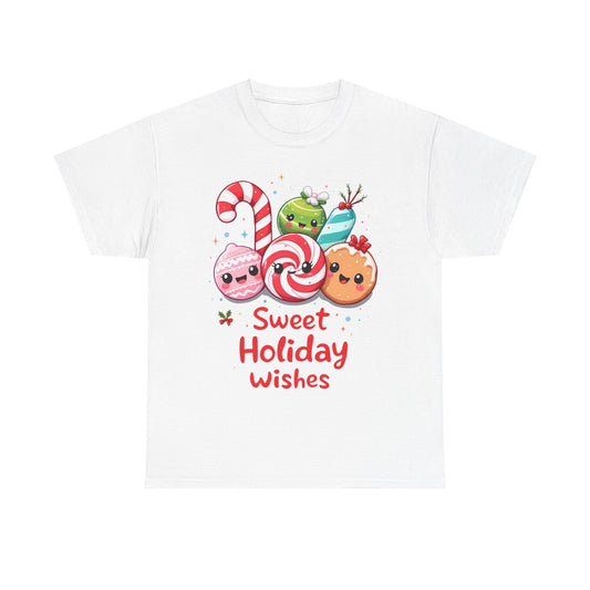 Kawaii Christmas Candy with Cute Faces Unisex Heavy Cotton Tee