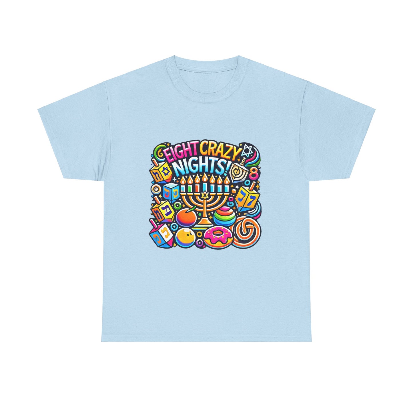 Hanukkah Fun Unisex Heavy Cotton Tee - "Eight Crazy Nights!"