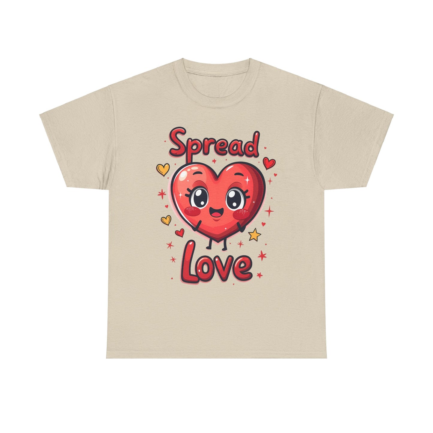 Spread Love Unisex Heavy Cotton Tee - Cute Heart Design