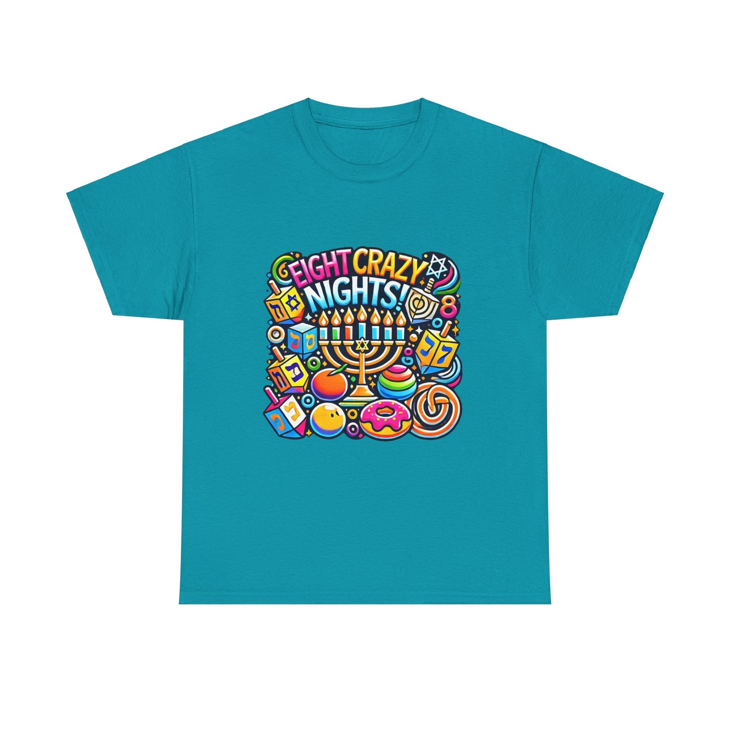 Hanukkah Fun Unisex Heavy Cotton Tee - "Eight Crazy Nights!"